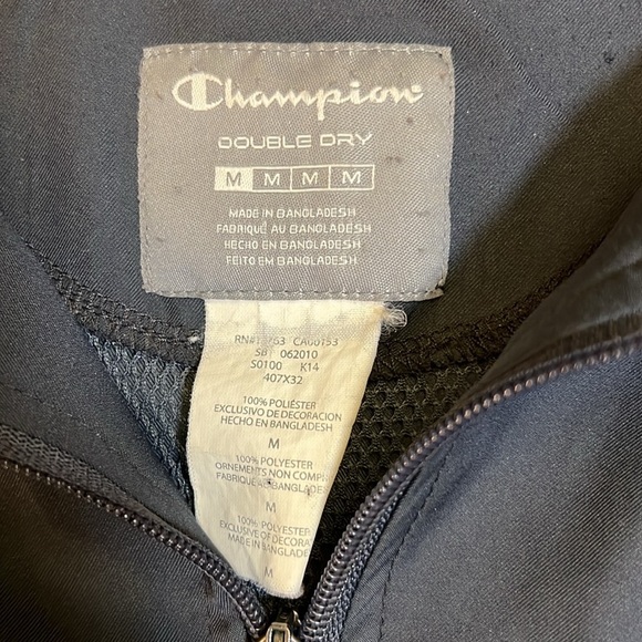 Champion Double Dry Zip Track Jacket Windbreaker Gray/Black Bomber Style Medium - Picture 3 of 10